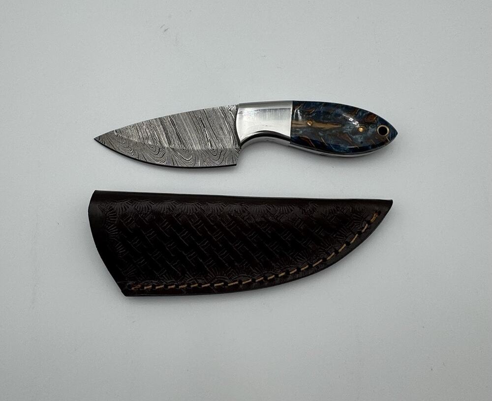 Handmade Damascus Steel Fixed Blade Knife w/ Leather Sheath – Pakistan Made NEW